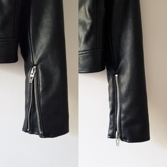 NEW BLANK NYC Essentials FAUX Leather Moto Jacket Size M Biker Edgy Black $99 - Picture 9 of 16